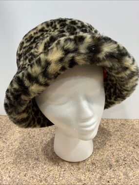 Betmar New York Women's Leopard Print Faux Fur Bucket Hat One Size